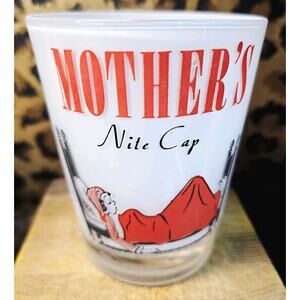 Mother's Nite Cap 15 Oz. Glass Vintage 60's Frosted 4" diameter 4.25" Bar Ware